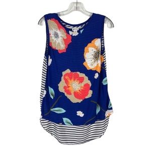 Stylus Floral and Striped Tank Top